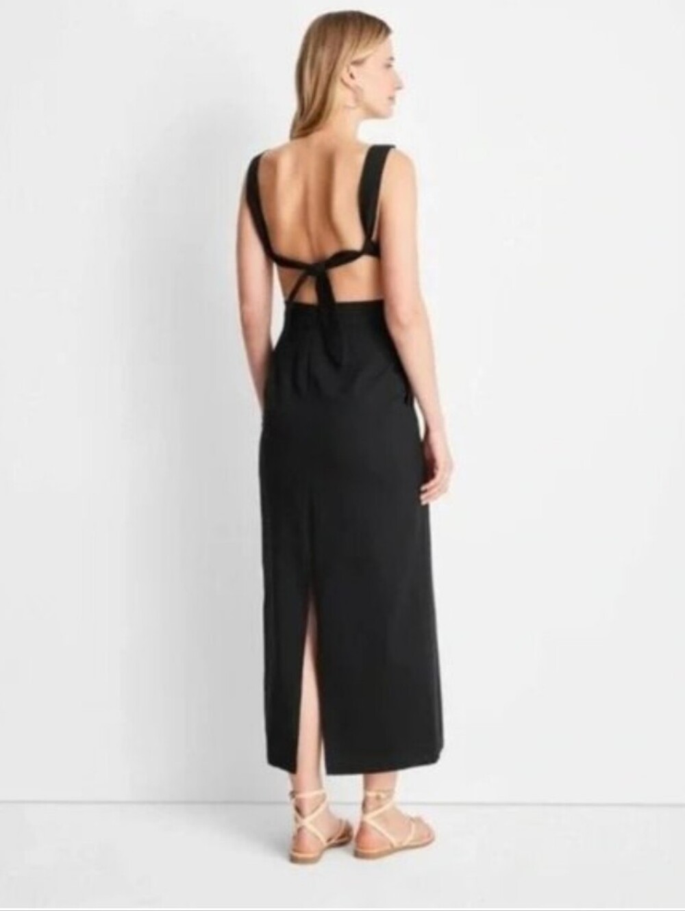 Future Collective Maxi Dress Black Linen With Bow - Picture 2 of 6